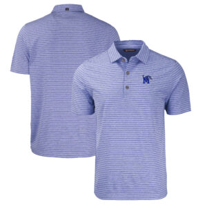 Men's Cutter & Buck  Heather Royal Memphis Tigers Big & Tall Forge Eco Stripe Stretch Recycled Polo