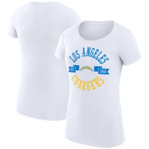 Women's G-III 4Her by Carl Banks White Los Angeles Chargers City Team Graphic Lightweight Fitted Crewneck T-Shirt