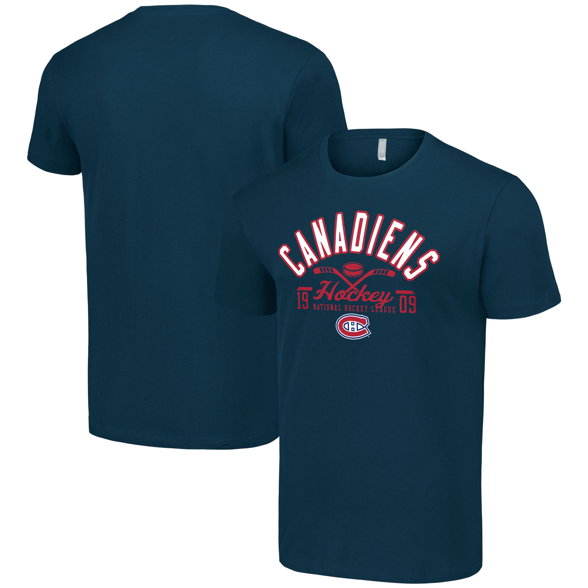 Men's Starter Navy Montreal Canadiens Half Puck T-Shirt