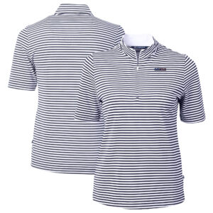Women's Cutter & Buck  Navy San Francisco 49ers  DryTec Virtue Eco Pique Stripe Recycled Polo