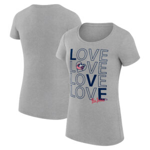 Women's G-III 4Her by Carl Banks  Heather Gray Columbus Blue Jackets Hockey Love Fitted T-Shirt