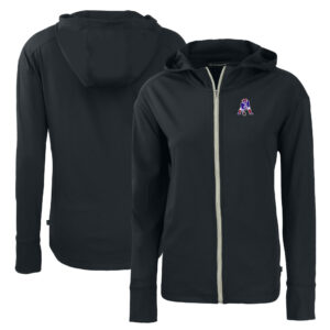 Women's Cutter & Buck  Black New England Patriots Throwback Daybreak Eco Recycled Half-Zip Hoodie