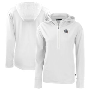 Women's Cutter & Buck  White New England Patriots Helmet Daybreak Eco Recycled Half-Zip Hoodie