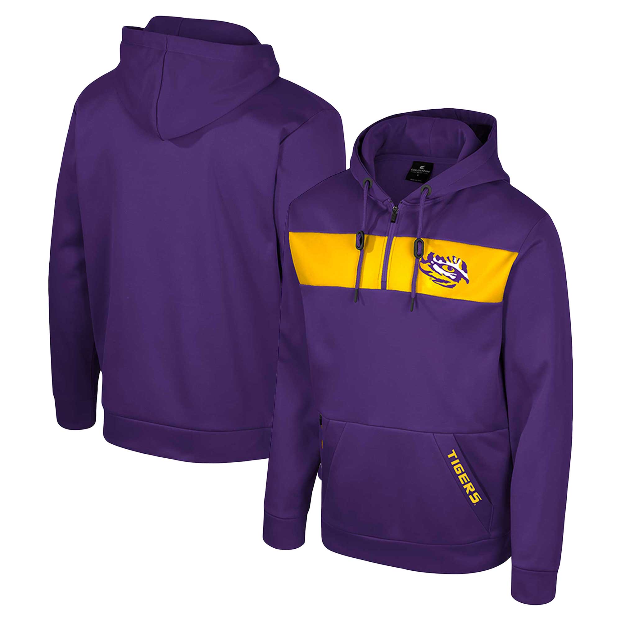 Men's Colosseum Purple LSU Tigers Quarter-Zip Hoodie - Image 2