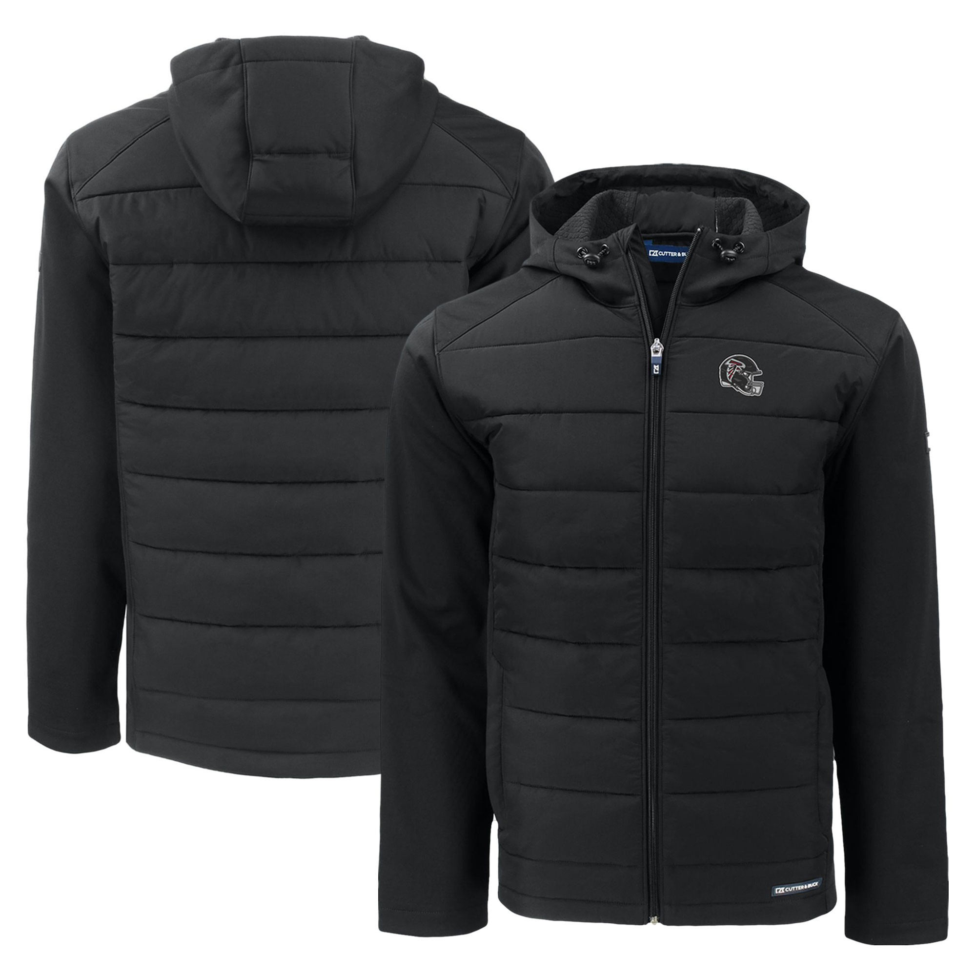 Men's Cutter & Buck Black Atlanta Falcons Helmet Evoke Hybrid Eco Softshell Recycled Full-Zip Hoodie Jacket - Image 5