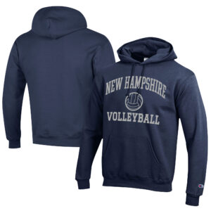 Men's Champion  Navy New Hampshire Wildcats Icon Logo Volleyball Eco Powerblend Pullover Hoodie