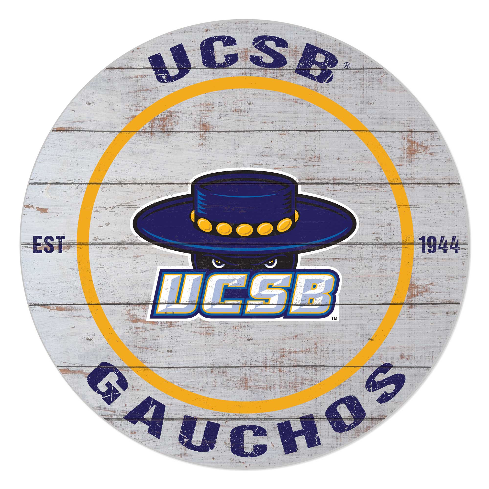 UC Santa Barbara Gauchos 20" Indoor/Outdoor Weathered Circle Sign