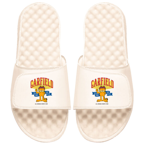 Men's ISlide  Cream Garfield Sports Star Graphic Slide Sandals
