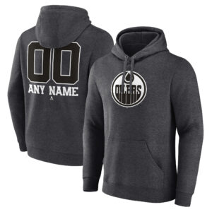 Men's Charcoal Edmonton Oilers Monochrome Personalized Name & Number Pullover Hoodie