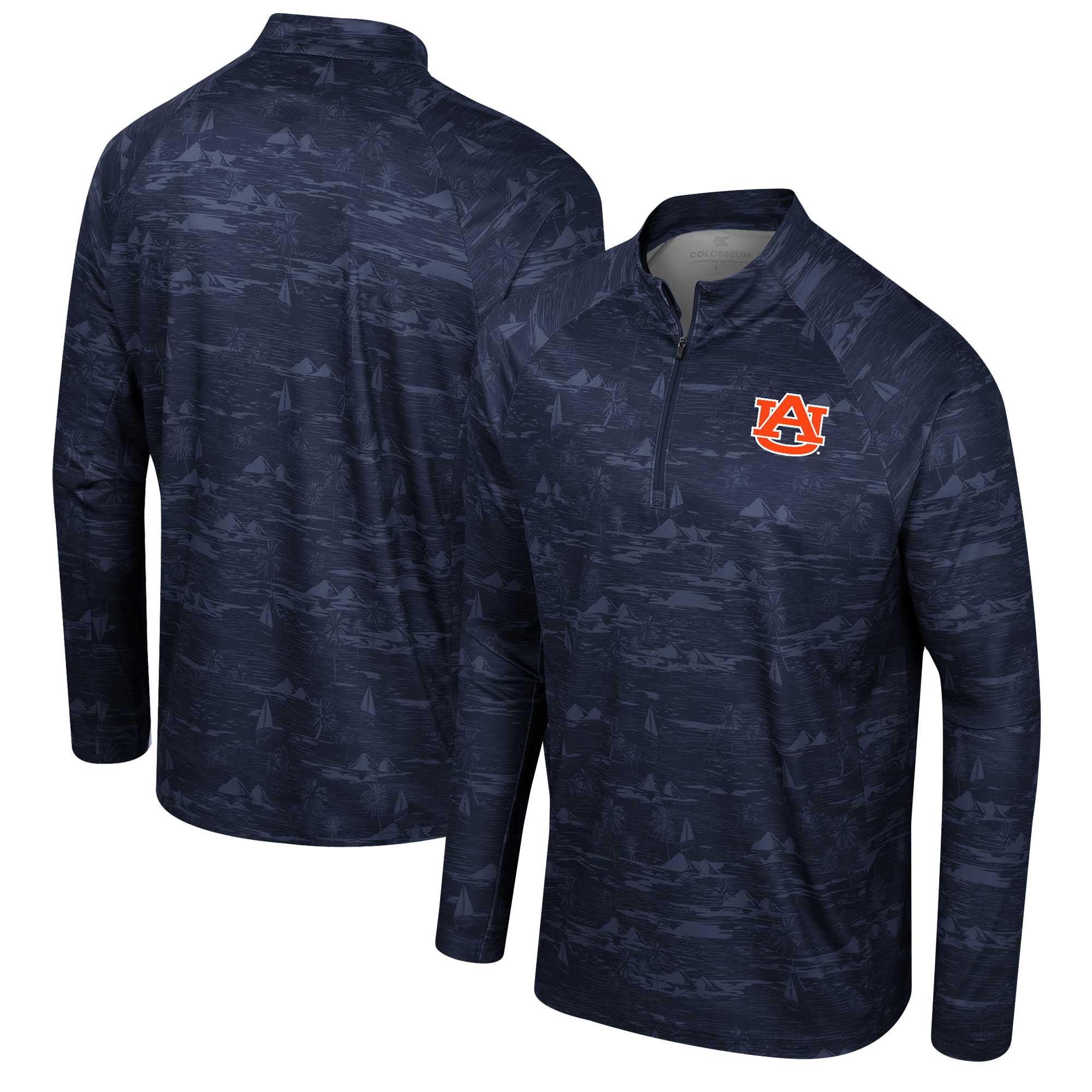 Men's Colosseum Navy Auburn Tigers Carson Raglan Quarter-Zip Jacket - Image 5
