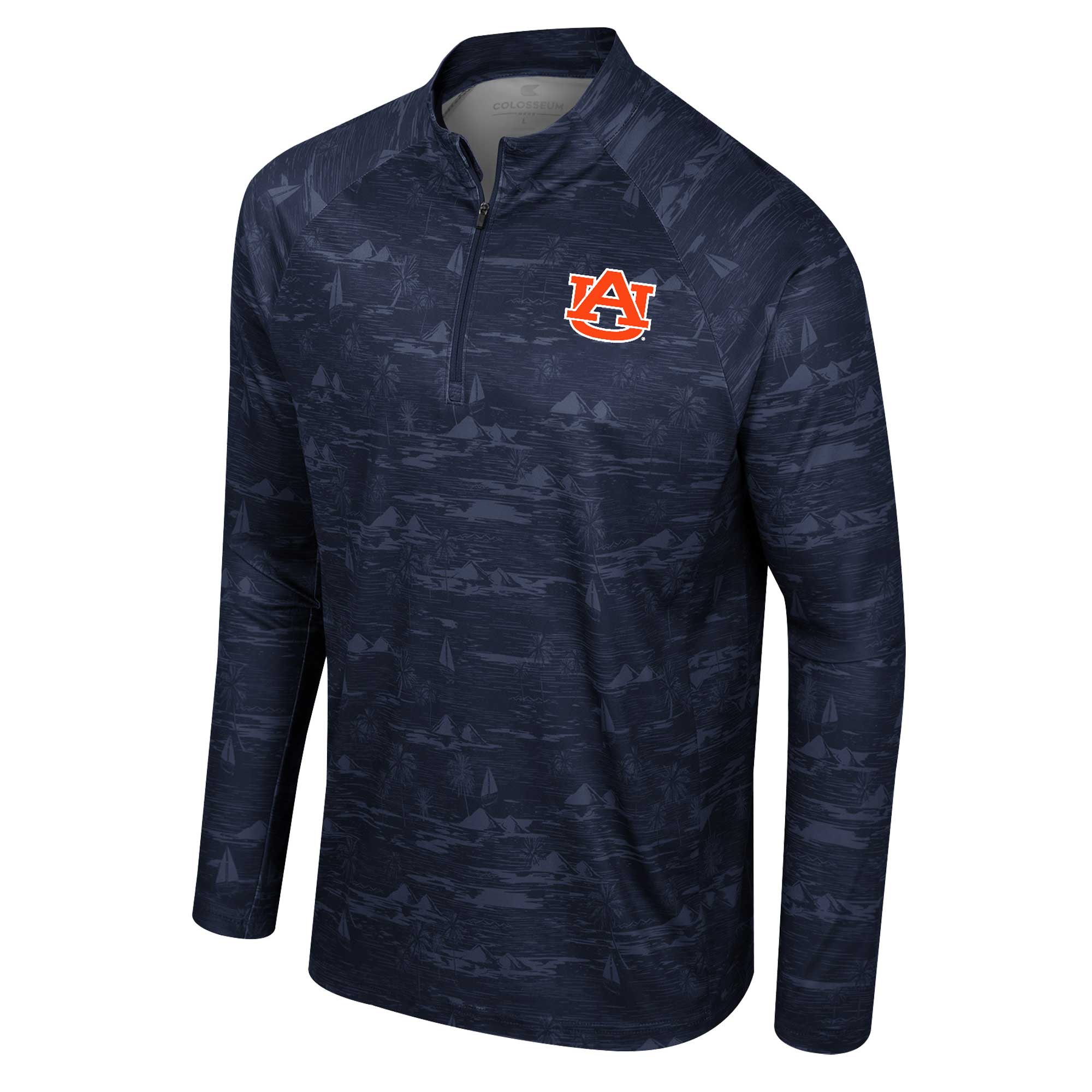 Men's Colosseum Navy Auburn Tigers Carson Raglan Quarter-Zip Jacket - Image 3