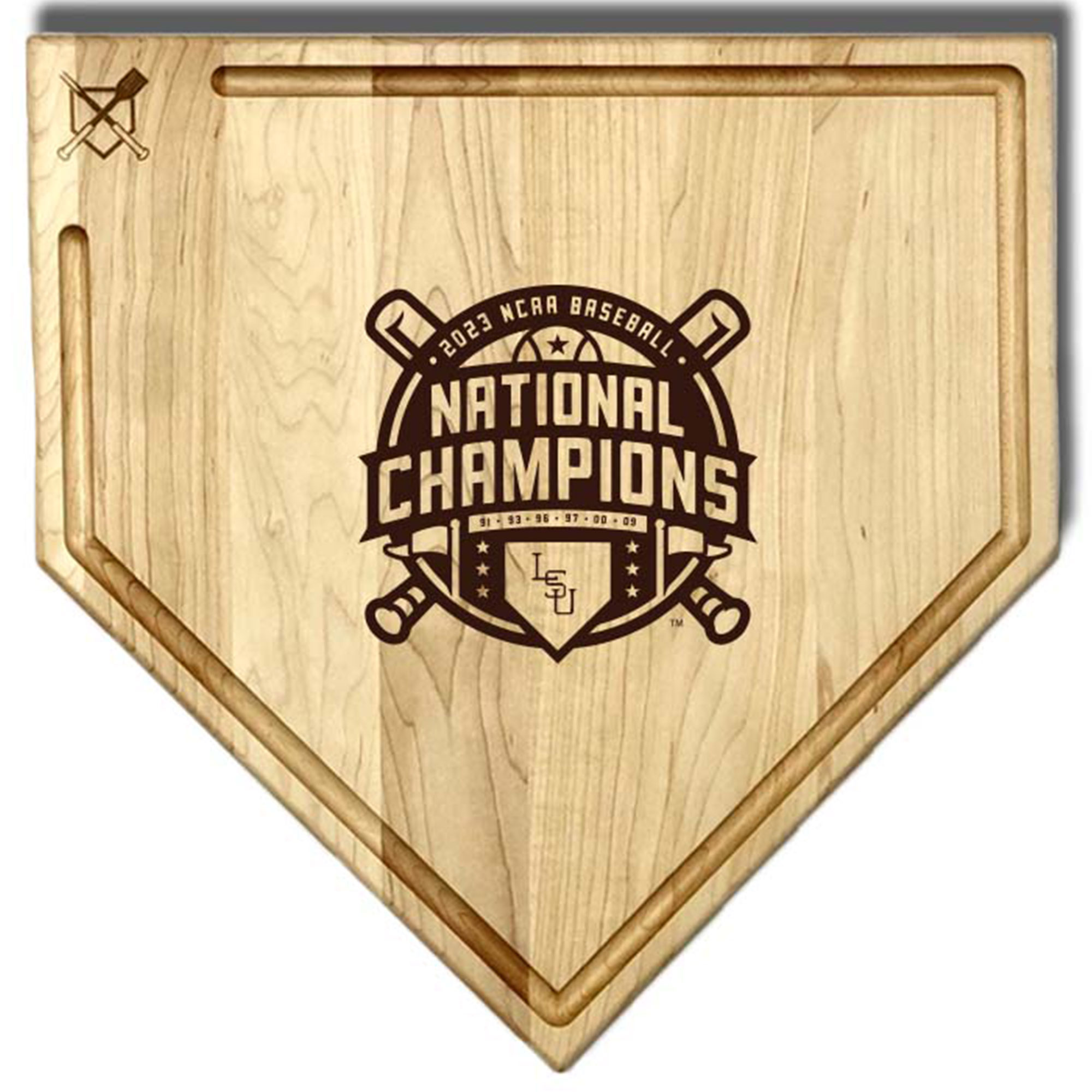 Baseball BBQ LSU Tigers 2023 NCAA Men's Baseball College World Series Champions 17" x 17" Home Plate Cutting Board With Trough