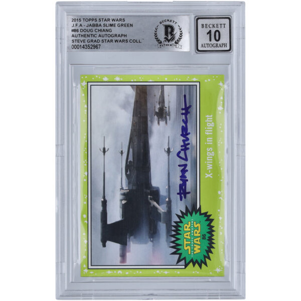 Doug Chiang Star Wars Autographed 2015 Topps Journey To The Force Awakens Slime Green #86 BGS Authenticated 10 Card - Image 8