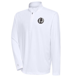 Men's Antigua White Dallas Mavericks Metallic Logo Tribute Quarter-Zip Top