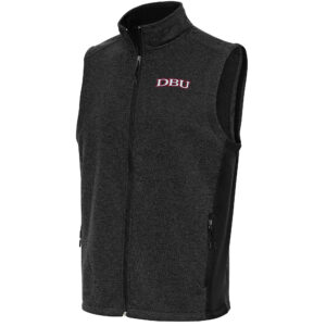 Men's Antigua  Heather Black Dallas Baptist Patriots Course Full-Zip Vest