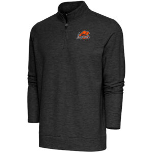 Men's Antigua  Heather Black Bucknell Bison Gambit Quarter-Zip Pullover Top