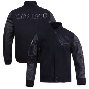 Men's Pro Standard  Black Golden State Warriors Triple Black Full-Zip Varsity Jacket