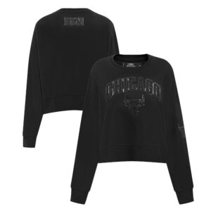 Women's Pro Standard  Black Chicago Bulls Triple Black FLC Crewneck Pullover Sweatshirt
