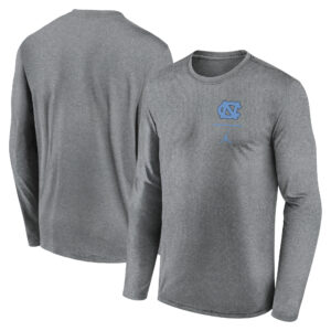Men's Jordan Brand Heather Gray North Carolina Tar Heels Primary Stack Legend Long Sleeve T-Shirt