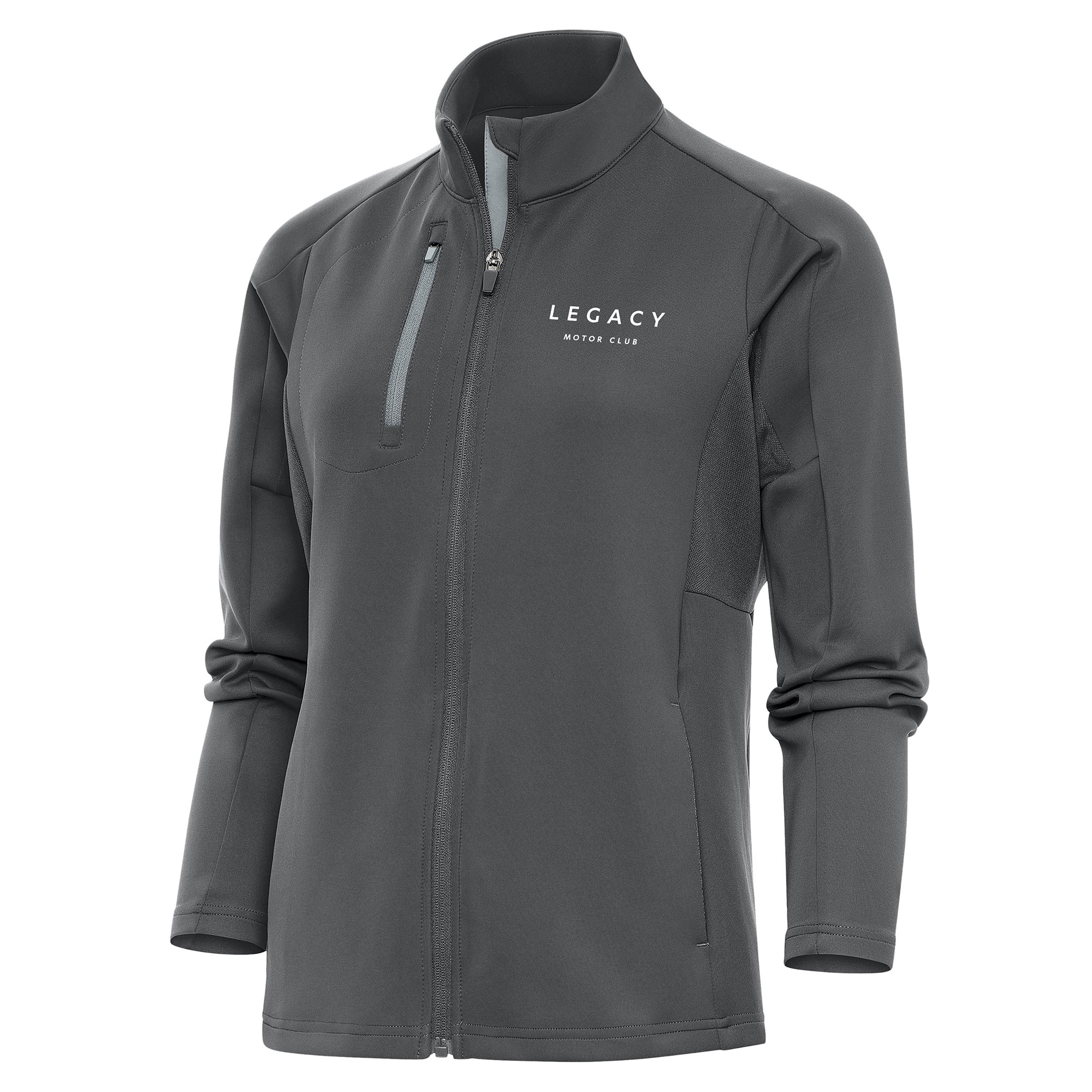 Women's Antigua Pewter LEGACY Motor Club Generation Full-Zip Jacket