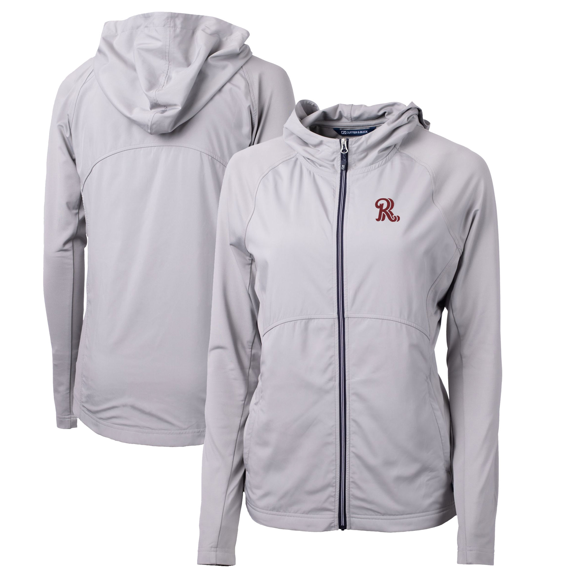 Women's Cutter & Buck Gray Frisco RoughRiders Adapt Eco Knit Hybrid Recycled Raglan Full-Zip Jacket