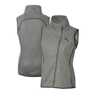 Women's Cutter & Buck  Heather Gray Oklahoma City Baseball Club Mainsail Sweater Knit Asymmetrical Full-Zip Vest