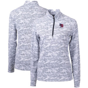 Women's Cutter & Buck  Charcoal Buffalo Bisons Traverse Camo Stretch Quarter-Zip Pullover Top