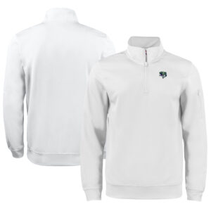 Unisex Cutter & Buck White Gwinnett Stripers Clique Lift Eco Performance Half-Zip Pullover Top