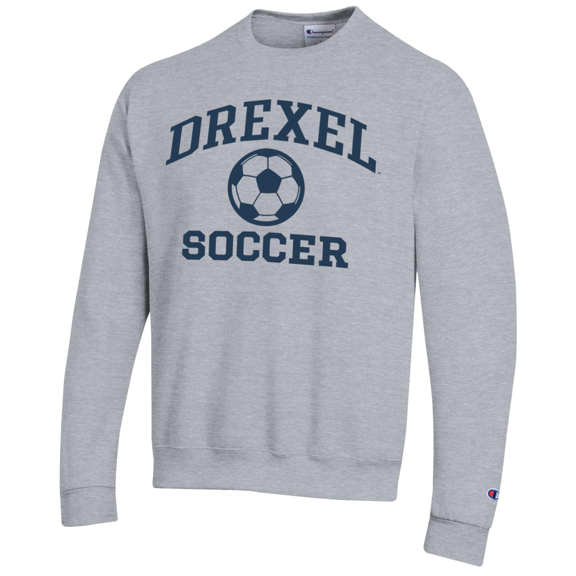 Men's Champion Heather Gray Drexel Dragons Soccer Icon Powerblend Pullover Sweatshirt - Image 4