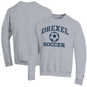 Men's Champion Heather Gray Drexel Dragons Soccer Icon Powerblend Pullover Sweatshirt
