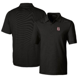 Men's Cutter & Buck  Black Birmingham Barons Forge Pencil Stripe Stretch DryTec Polo