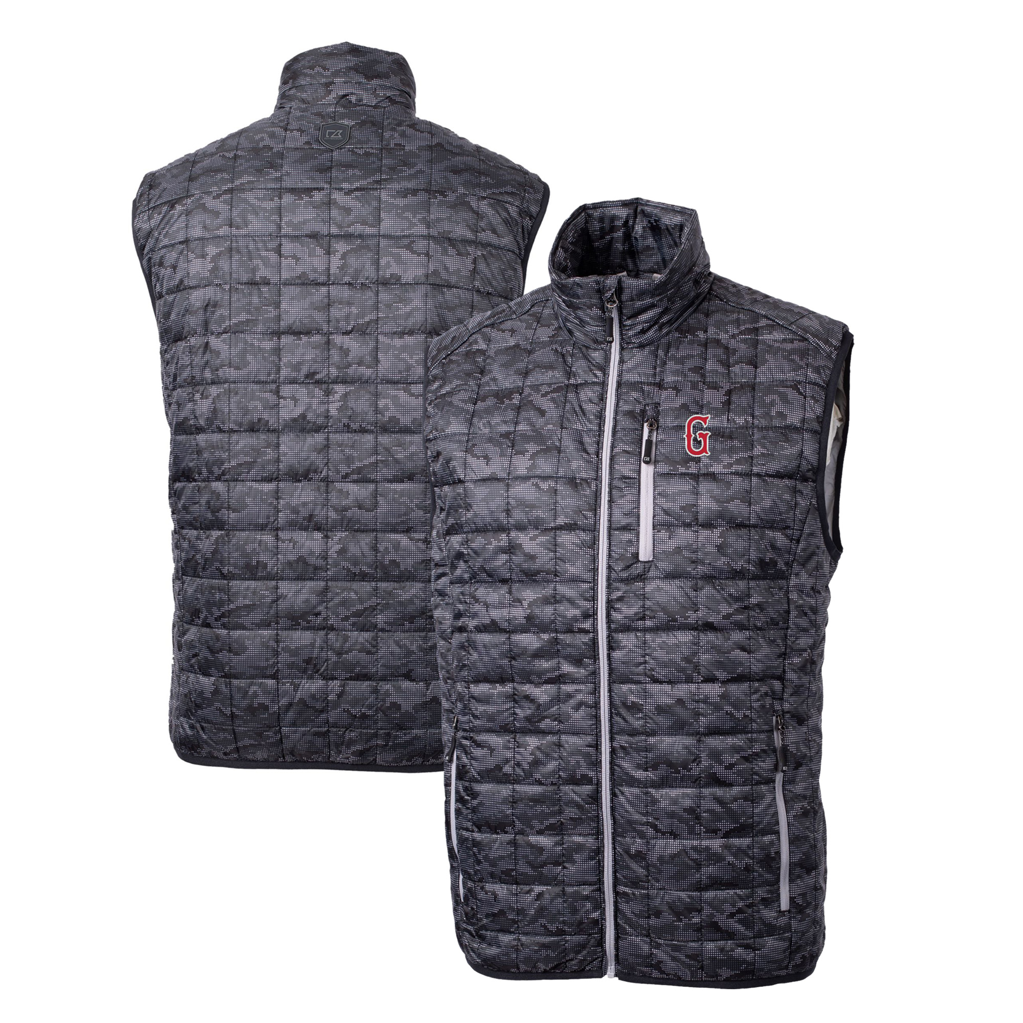 Men's Cutter & Buck Black Greenville Drive Rainier PrimaLoft Eco Insulated Full-Zip Printed Puffer Vest - Image 5