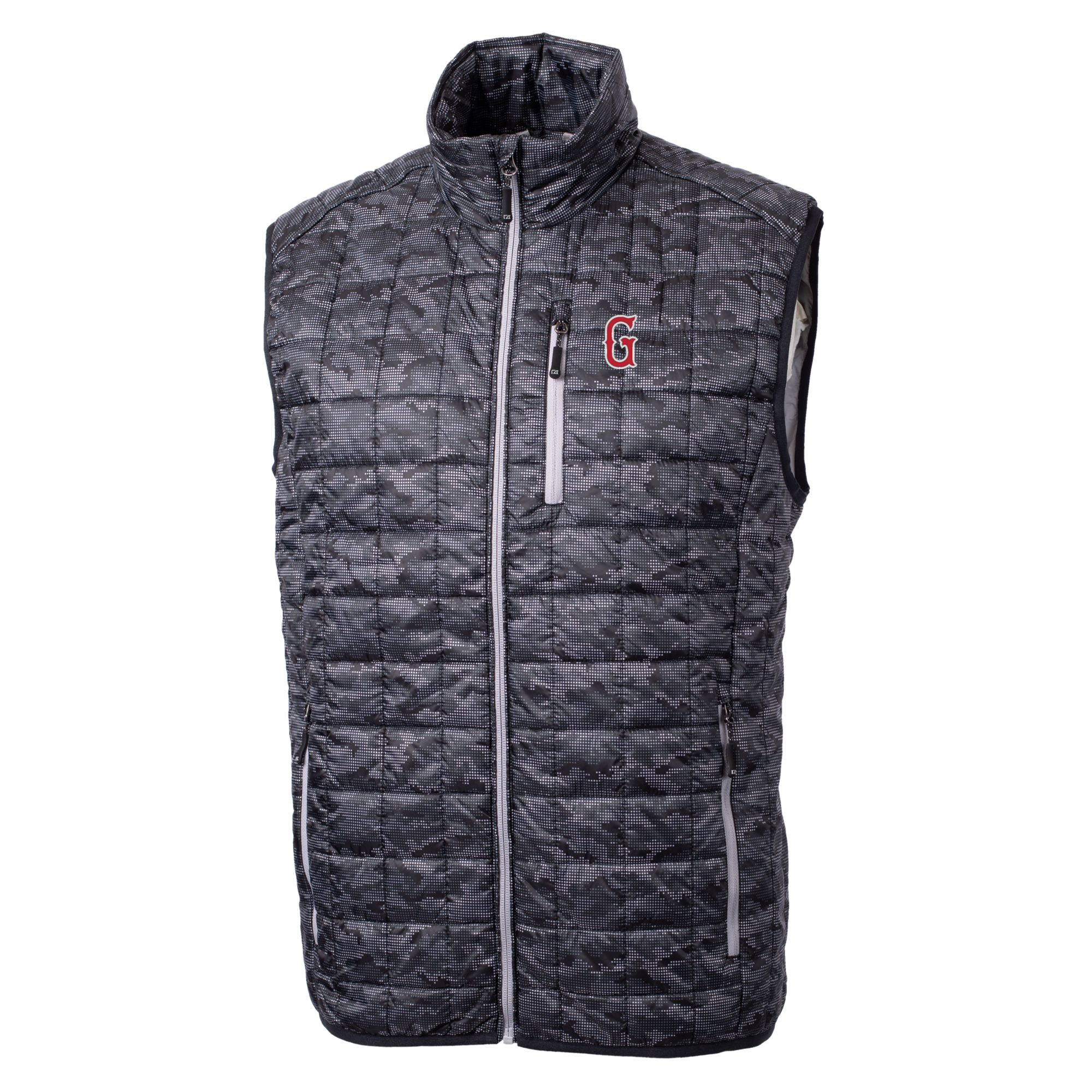 Men's Cutter & Buck Black Greenville Drive Rainier PrimaLoft Eco Insulated Full-Zip Printed Puffer Vest - Image 6