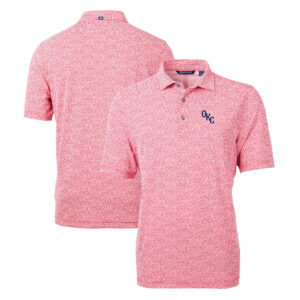 Men's Cutter & Buck Red Oklahoma City Baseball Club Virtue Eco Pique Botanical Print Recycled Polo