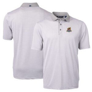 Men's Cutter & Buck Gray/White Toledo Mud Hens Virtue Eco Pique Micro Stripe Recycled Polo