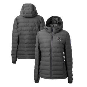 Women's Cutter & Buck Charcoal Atlanta Falcons Helmet Logo Mission Ridge Repreve Eco Insulated Full-Zip Puffer Jacket