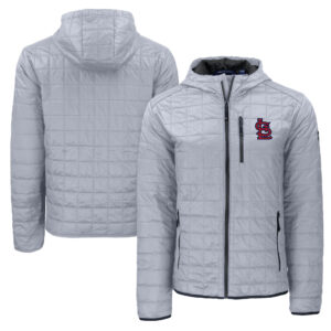 Men's Cutter & Buck  Gray St. Louis Cardinals Cooperstown Collection Rainier Primaloft Eco Full-Zip Hooded Jacket
