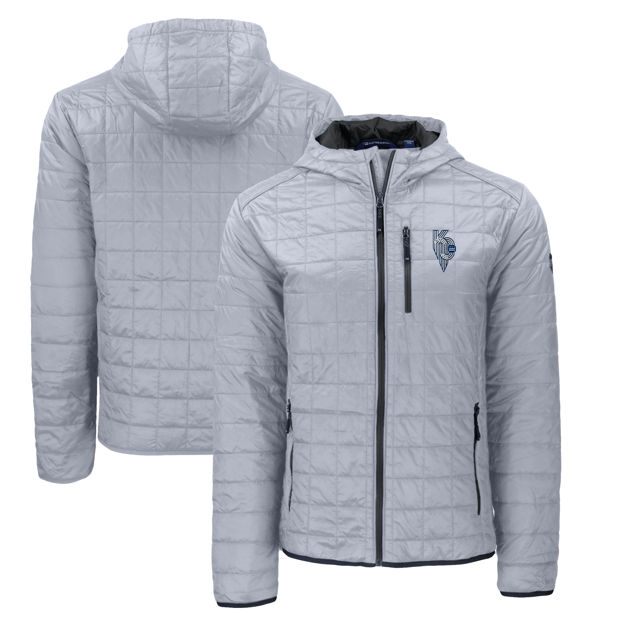 Men's Cutter & Buck Gray Kansas City Royals City Connect Rainier Primaloft Eco Full-Zip Hooded Jacket