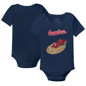 Infant Tiny Turnip Navy Cleveland Guardians Race Car Bodysuit