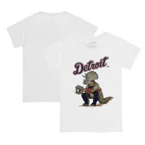 Youth Tiny Turnip White Detroit Tigers Triceratops T-Shirt