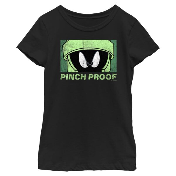 Girl's Mad Engine Black Looney Tunes Marvin Pinch Proof St. Paddy's Day Graphic T-Shirt