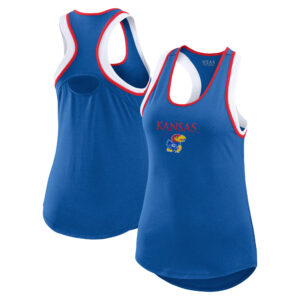 Women's WEAR by Erin Andrews Royal Kansas Jayhawks Open Hole Razorback Tank Top