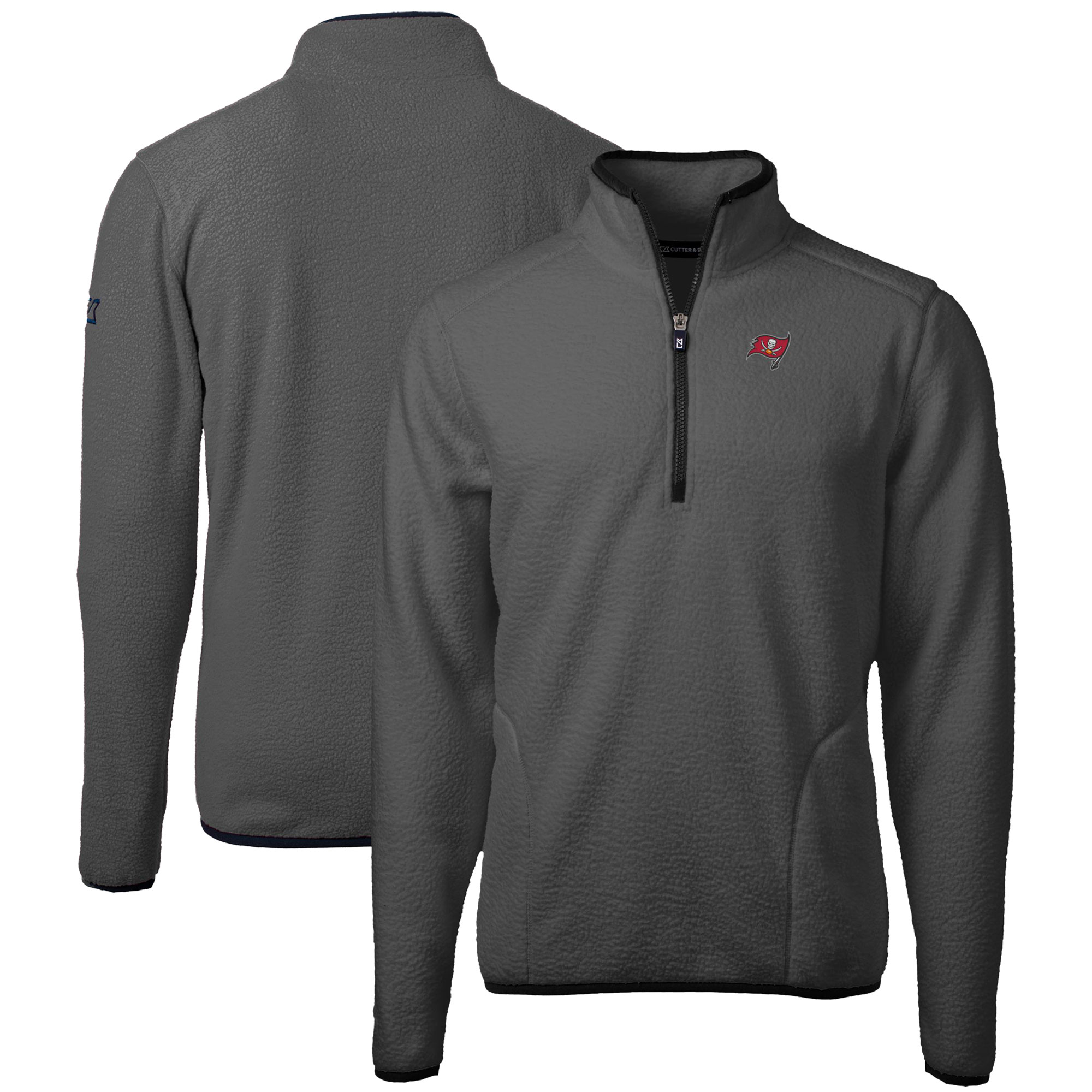 Men's Cutter & Buck Gray Tampa Bay Buccaneers Cascade Eco Sherpa Fleece Quarter-Zip Pullover Jacket