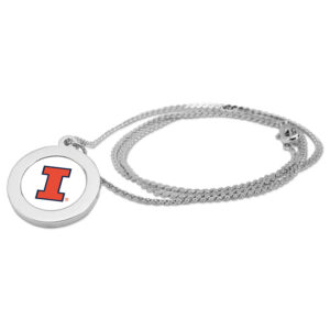 Silver Illinois Fighting Illini Pendant Necklace