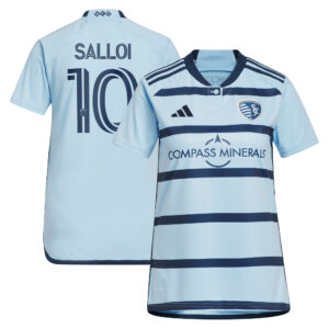 Women's adidas Daniel Salloi Light Blue Sporting Kansas City 2024 Hoops 4.0 Replica Player Jersey