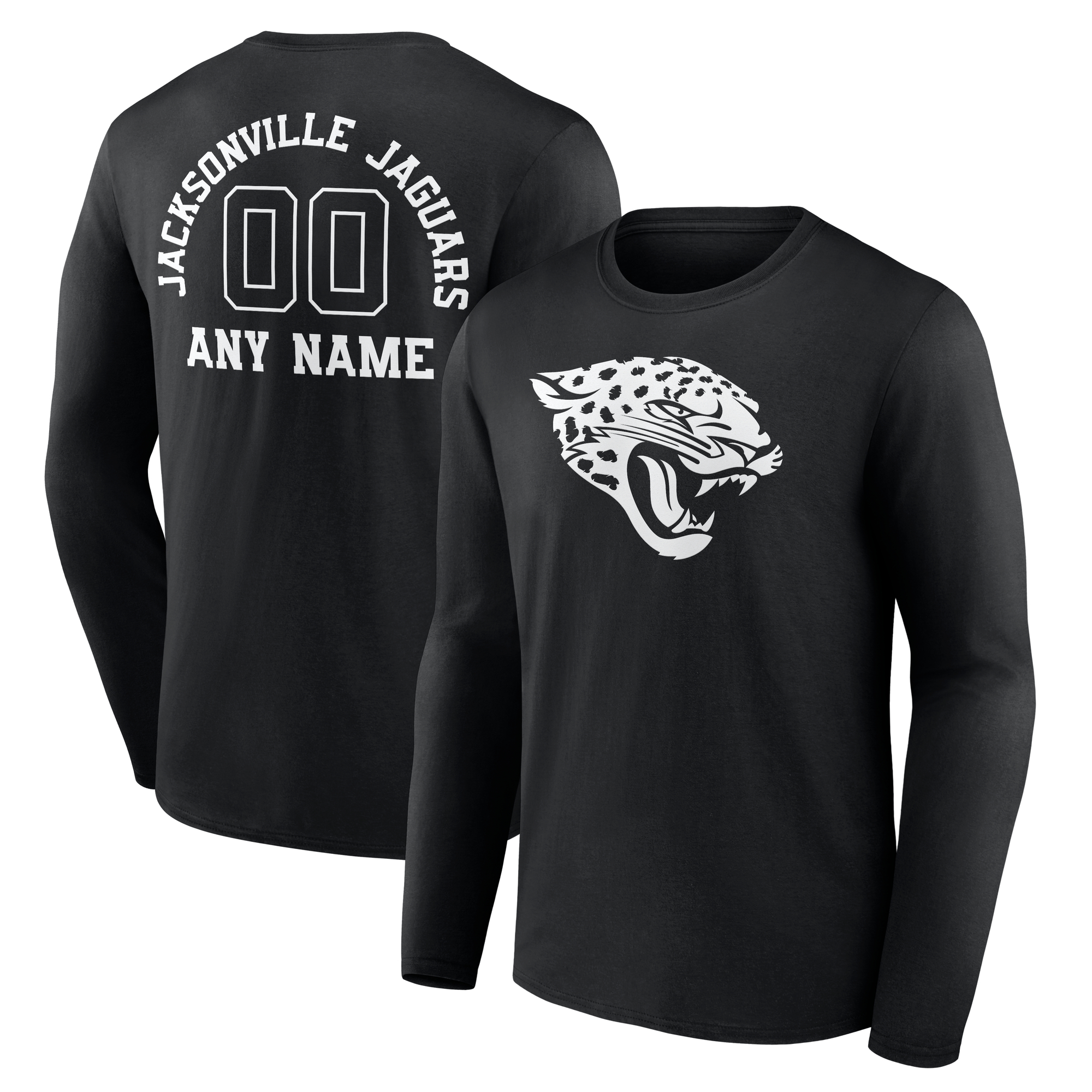 Men's Black Jacksonville Jaguars Personalized Name & Number Monochrome Long Sleeve T-Shirt