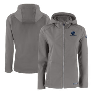 Women's Cutter & Buck  Gray George Washington University Evoke Eco Softshell Recycled Full-Zip Hooded Jacket