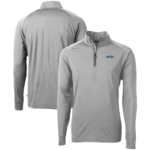 Men's Cutter & Buck  Gray Montana State Bobcats Vault Adapt Eco Knit Stretch Recycled DryTec Quarter-Zip Top
