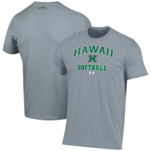 Men's Under Armour Gray Hawaii Rainbow Warriors Arch Softball Performance T-Shirt