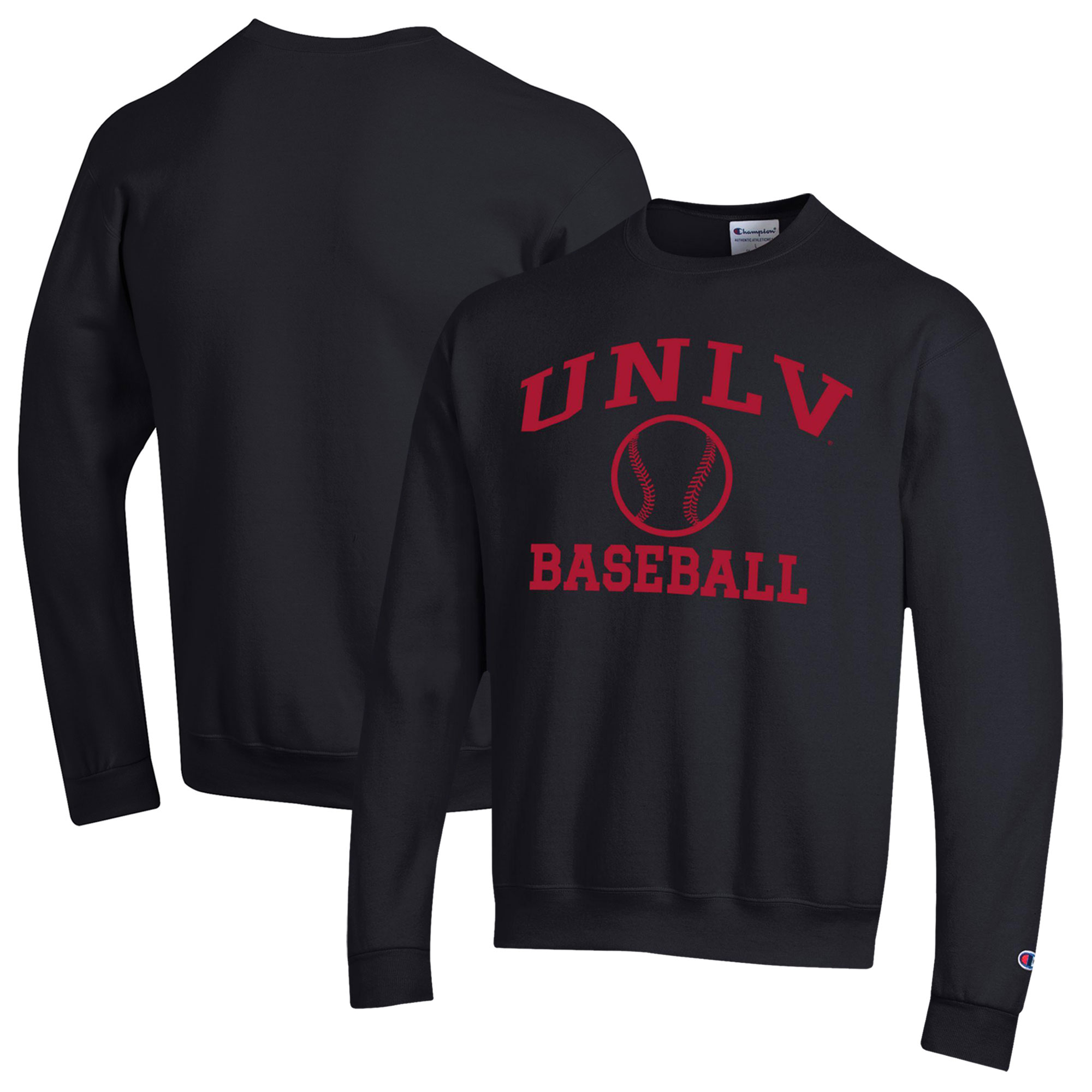 Men's Champion Black UNLV Rebels Icon Baseball Powerblend Pullover Sweatshirt
